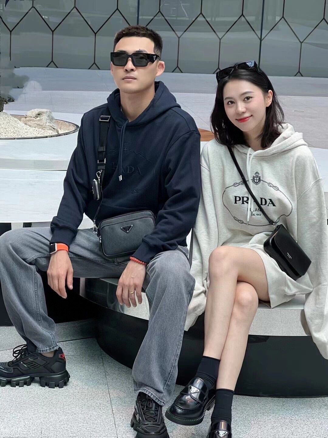 Prada Milano Grey Hoodie - logo - replica sneakers