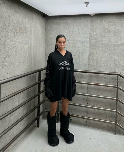 T-shirt à manches longues avec logo Balenciaga - Noir