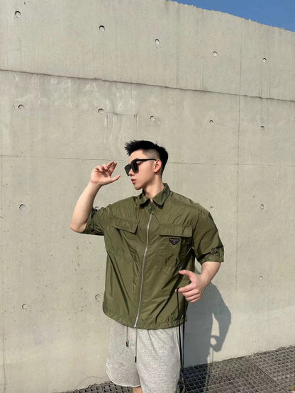 Prada Olive Green Short-Sleeve Jacket - logo - replica sneakers