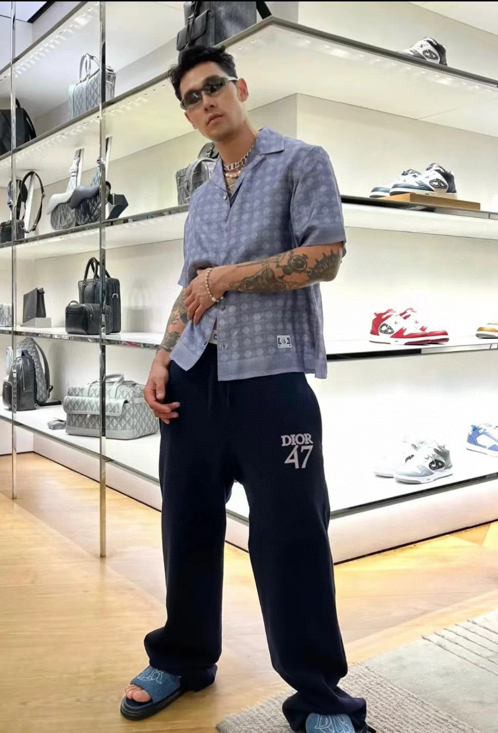 Chemise à manches courtes à motifs géométriques Dior