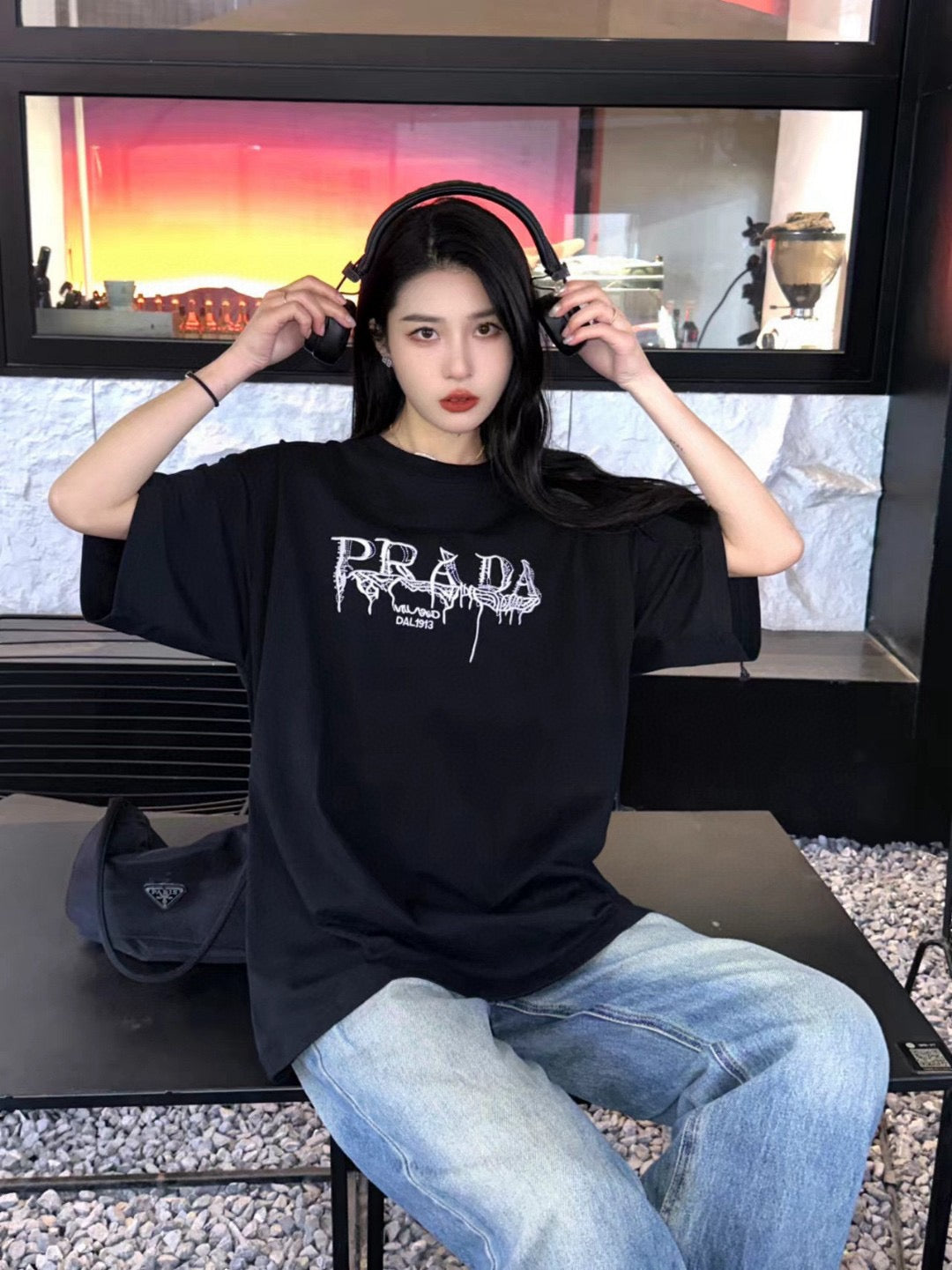 Prada Graphic Logo T-Shirt (Black) - logo - replica sneakers