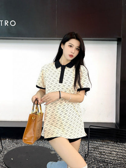 Gucci Beige GG Pattern Polo Shirt - logo - replica sneakers