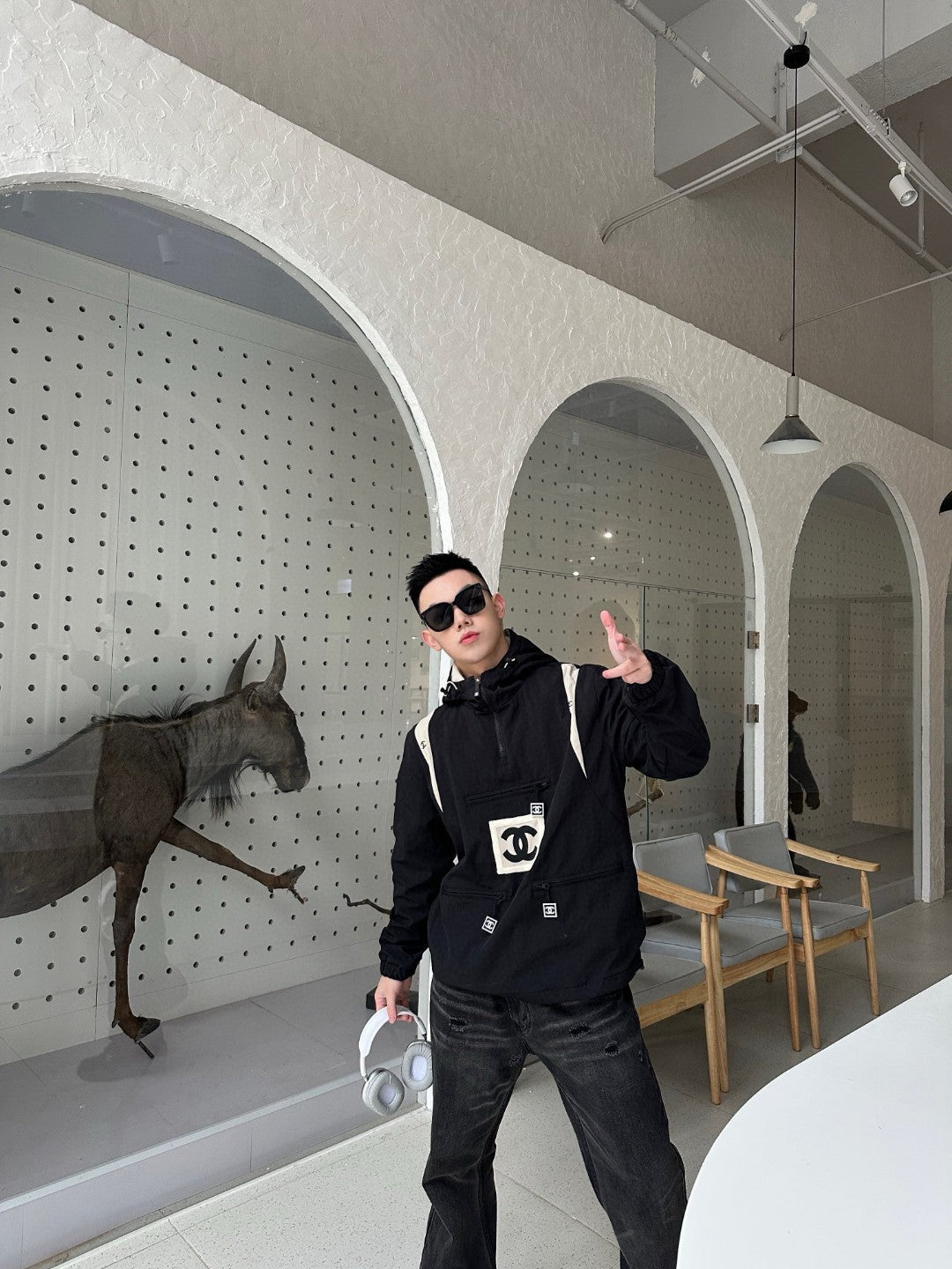 Chanel Two-Tone Hooded Jacket - logo - replica sneakers