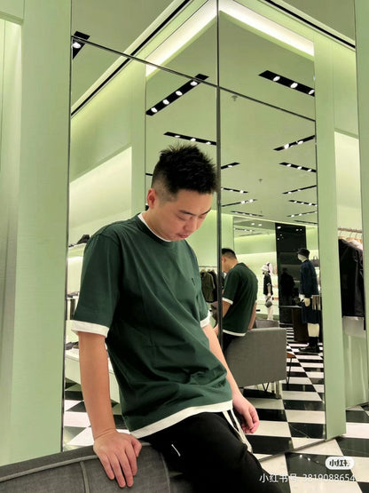 Prada Green Contrast Trim T-Shirt - logo - replica sneakers