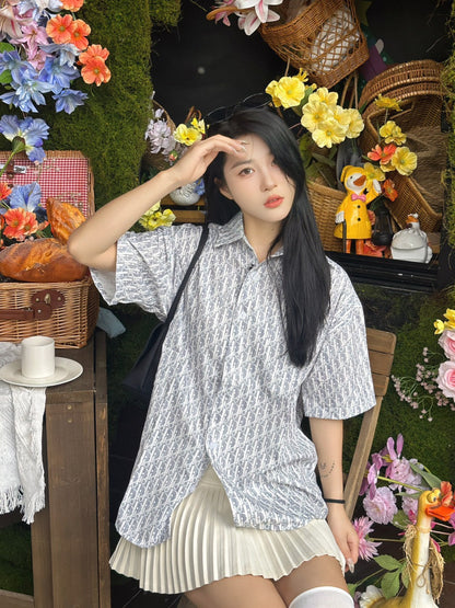 Camisa Dior con estampado de monograma (Gris)