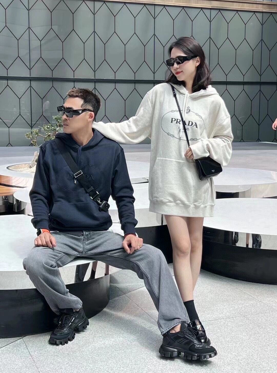 Prada Milano Black Hoodie - logo - replica sneakers