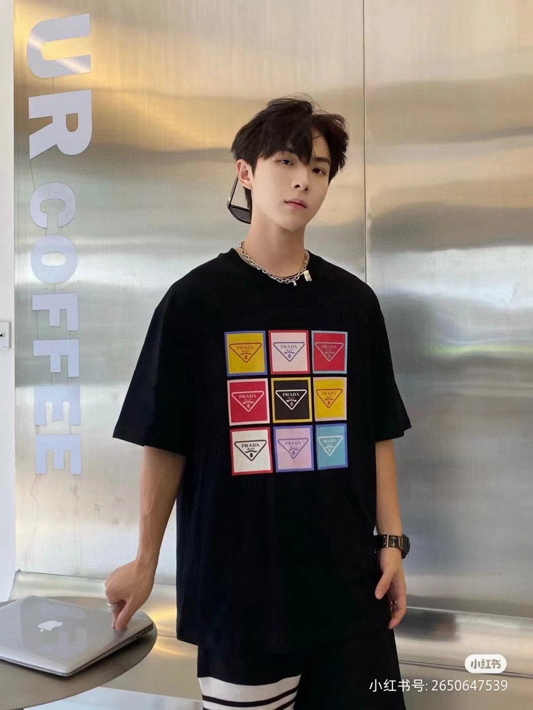 Prada Pop Art Logo T-Shirt (Black) - logo - replica sneakers