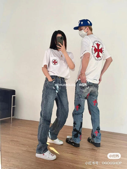 Camiseta blanca Gucci Hearts Floral Pocket