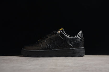 BAPE Sta Low-top Croc-embossed Sneakers - Black Unisex Streetwear Limited Edition - **BAPE STA Low-Top Black Croc-Embossed Sneakers** Introducing the BAPE STA Low-Top Black Croc-Embossed Sneakers, a