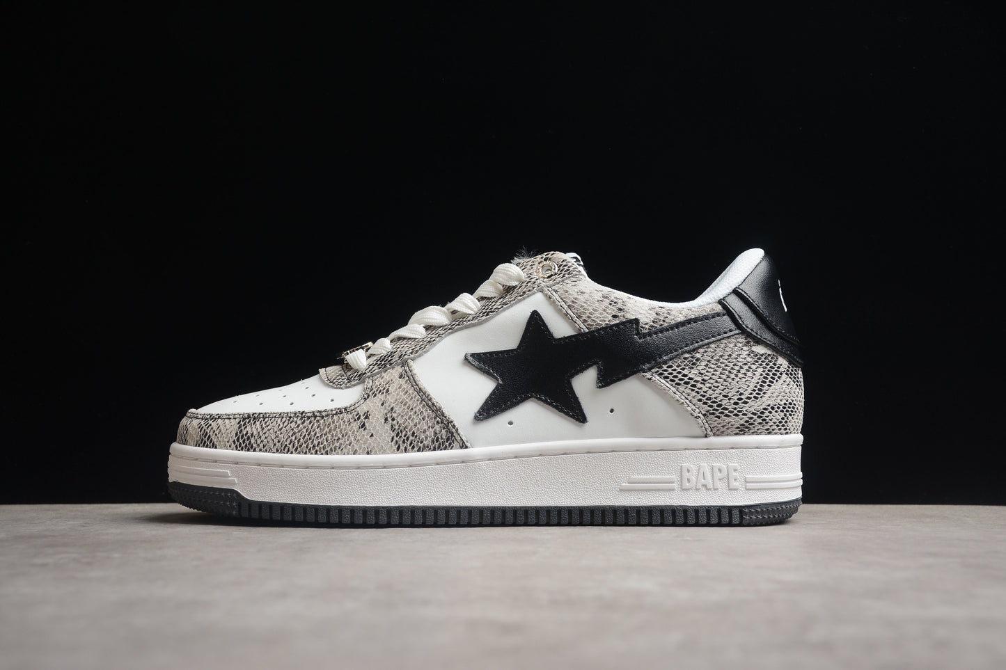BAPE Sta Low-top Sneakers With Snakeskin Pattern - Black Unisex Streetwear Limited Edition - **BAPE STA Low-Top Sneakers with Snakeskin Pattern** Introducing the BAPE STA Low-Top Sneakers with Snakesk