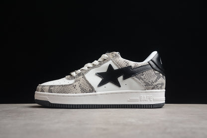 BAPE Sta Low-top Sneakers With Snakeskin Pattern - Black Unisex Streetwear Limited Edition - **BAPE STA Low-Top Sneakers with Snakeskin Pattern** Introducing the BAPE STA Low-Top Sneakers with Snakesk