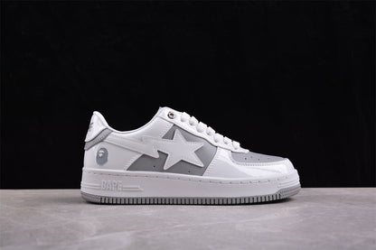 BAPE Sta Low-top Sneakers In And Grey - White Unisex Streetwear Limited Edition - **BAPE STA Low-Top Sneakers in White and Grey** Introducing the BAPE STA Low-Top Sneakers in