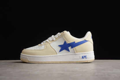 BAPE Sta Low-top Sneakers In Cream And - Blue Unisex Streetwear Limited Edition - **BAPE STA Low-Top Sneakers in Cream and Blue** Introducing the BAPE STA Low-Top Sneakers in
