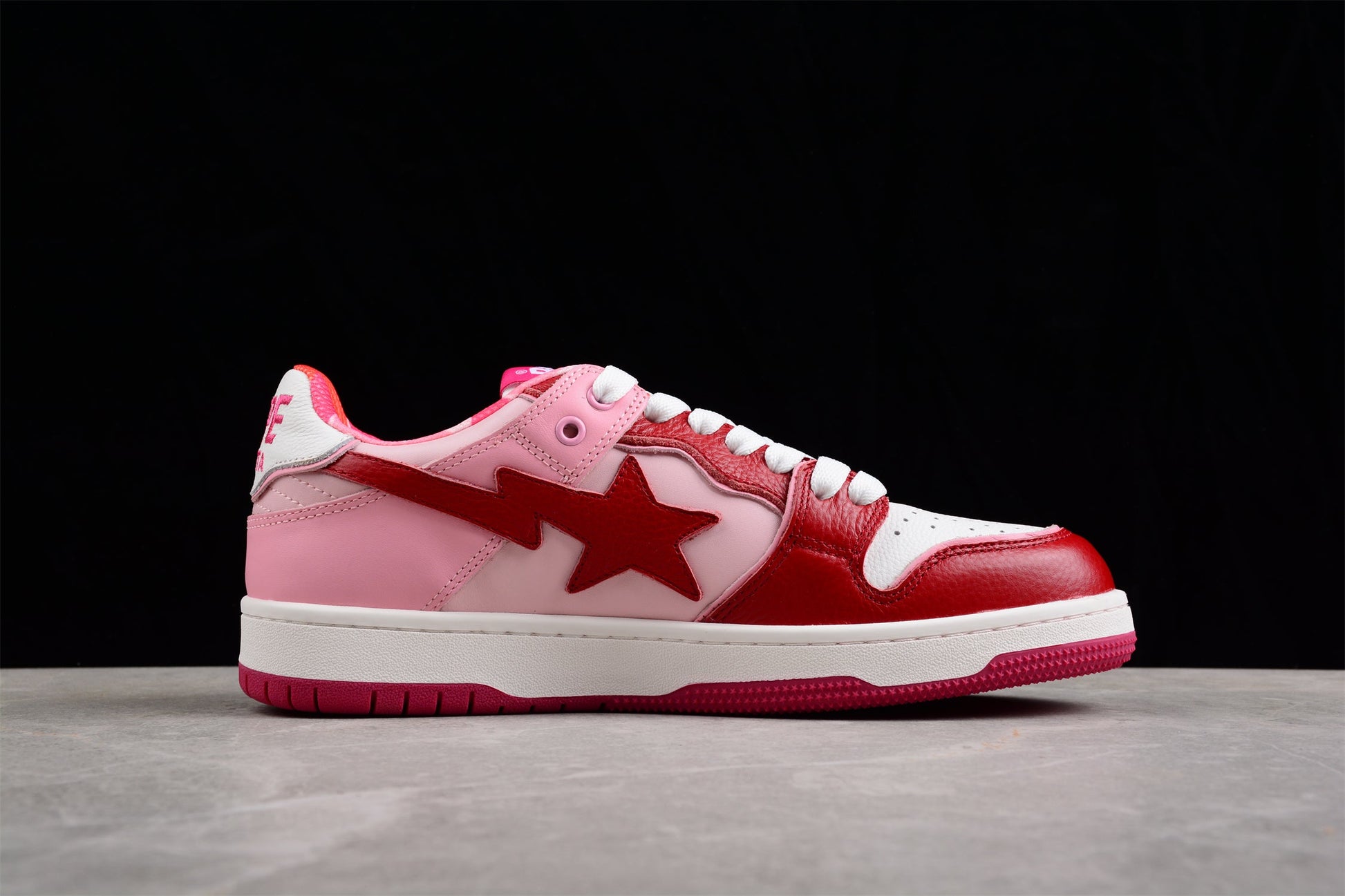 BAPE Sta Low-top Sneakers In And Pink - Red Unisex Streetwear Limited Edition - **BAPE STA Low-Top Sneakers in Red and Pink** Unleash a burst of color with the