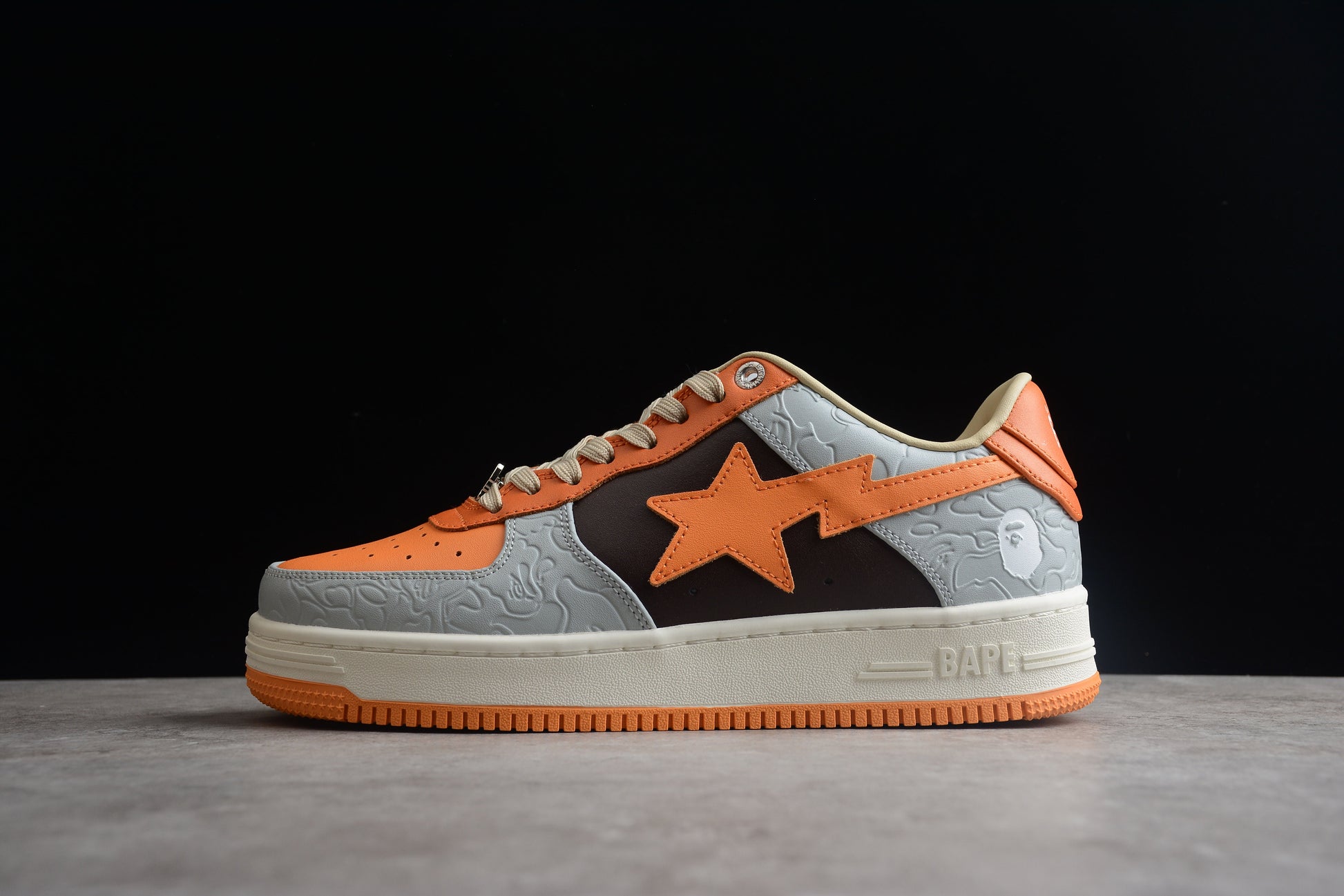BAPE Sta Low-top And Grey Sneakers - Orange Unisex Streetwear Limited Edition - **BAPE STA Low-Top Orange and Grey Sneakers** Step into bold style with the BAPE STA