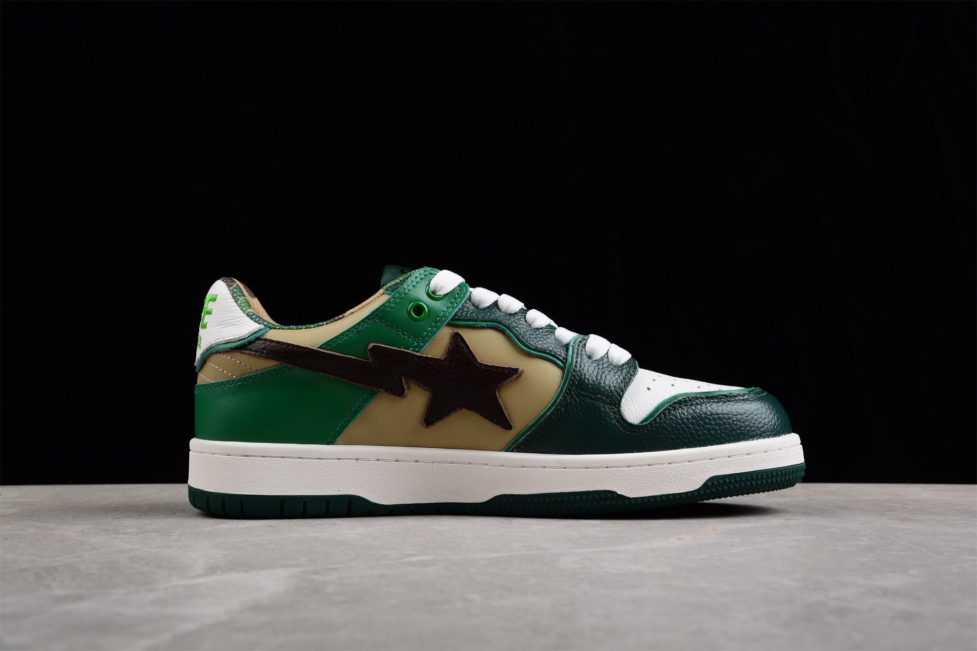 BAPE Sta Low-top Sneakers In And Brown - Green Unisex Streetwear Limited Edition - **BAPE STA Low-Top Sneakers in Green and Brown** Experience the perfect blend of style and