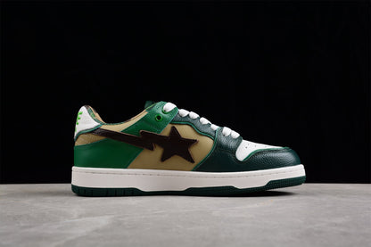 BAPE Sta Low-top Sneakers In And Brown - Green Unisex Streetwear Limited Edition - **BAPE STA Low-Top Sneakers in Green and Brown** Experience the perfect blend of style and