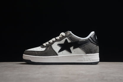 BAPE Sta Low-top Sneakers With Snakeskin Pattern - Black Unisex Streetwear Limited Edition - **BAPE STA Low-Top Sneakers with Black Snakeskin Pattern** Step up your sneaker game with the