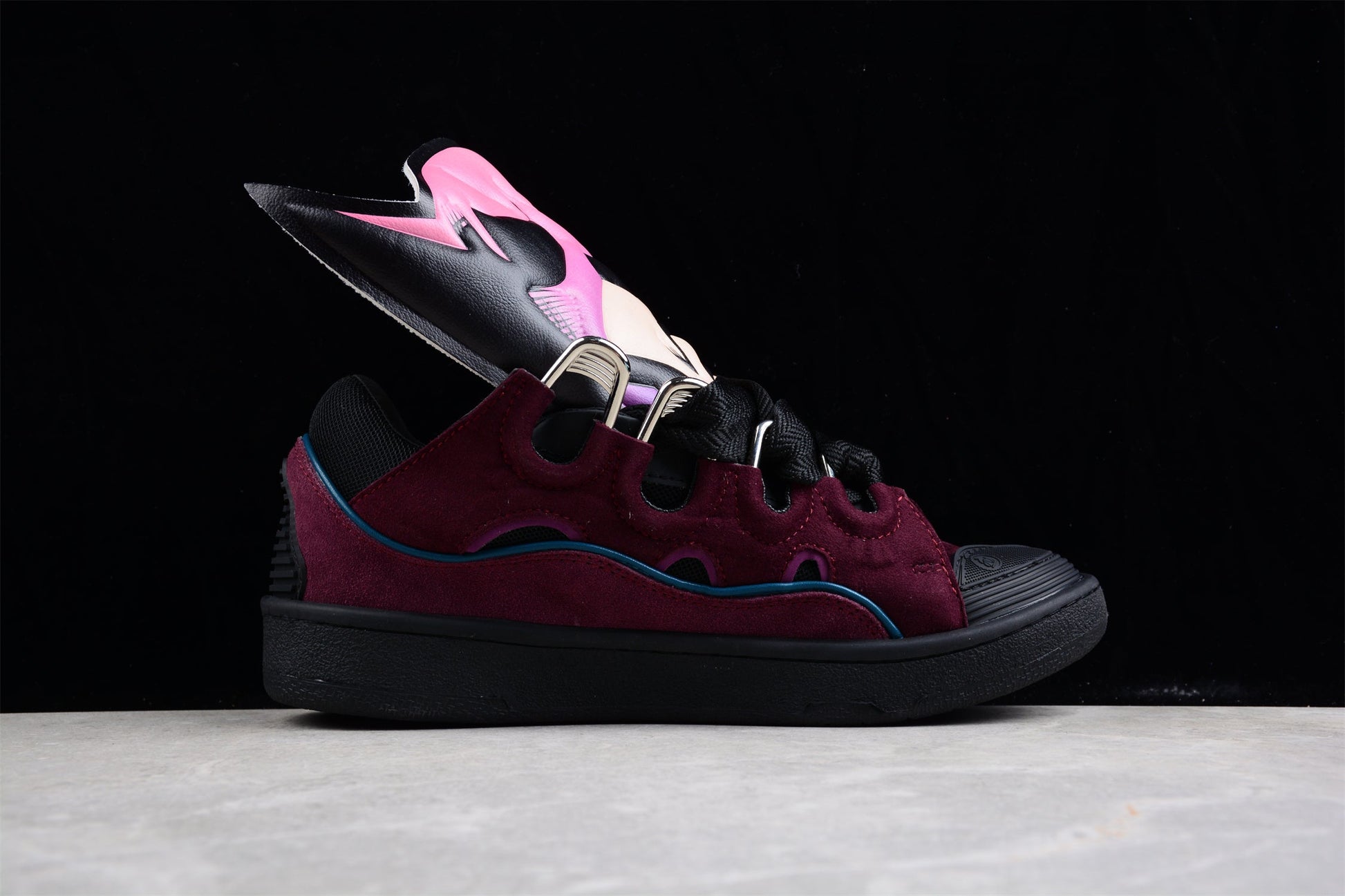 Lanvin Burgundy Suede Sneakers - Black Unisex Streetwear Limited Edition - ### Lanvin Burgundy Suede Sneakers Step up your sneaker game with these striking Lanvin Burgundy