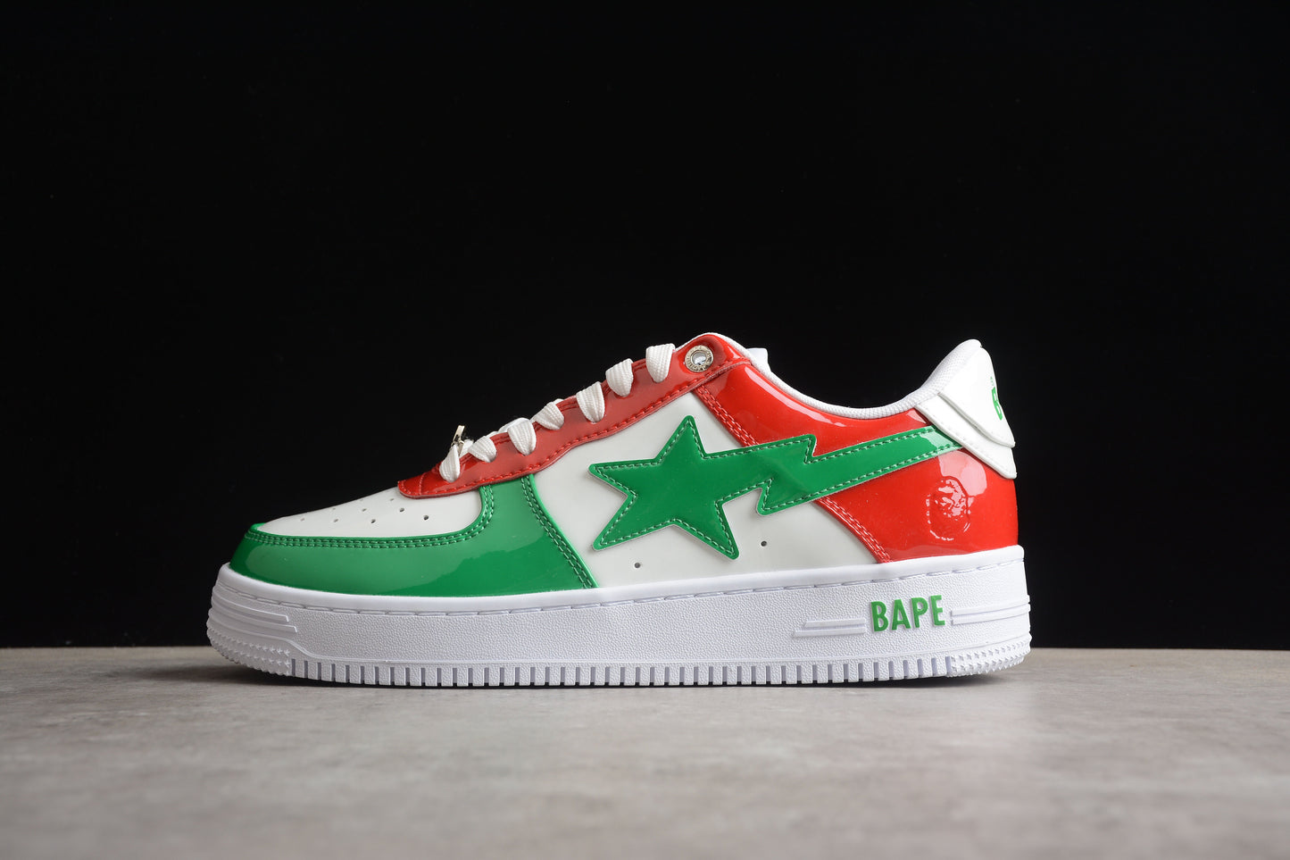 BAPE Sta Low-top Sneakers In Red, Green, And - White Unisex Streetwear Limited Edition - **BAPE STA Low-Top Sneakers in Red, Green, and White** Introducing the BAPE STA Low-Top Sneakers