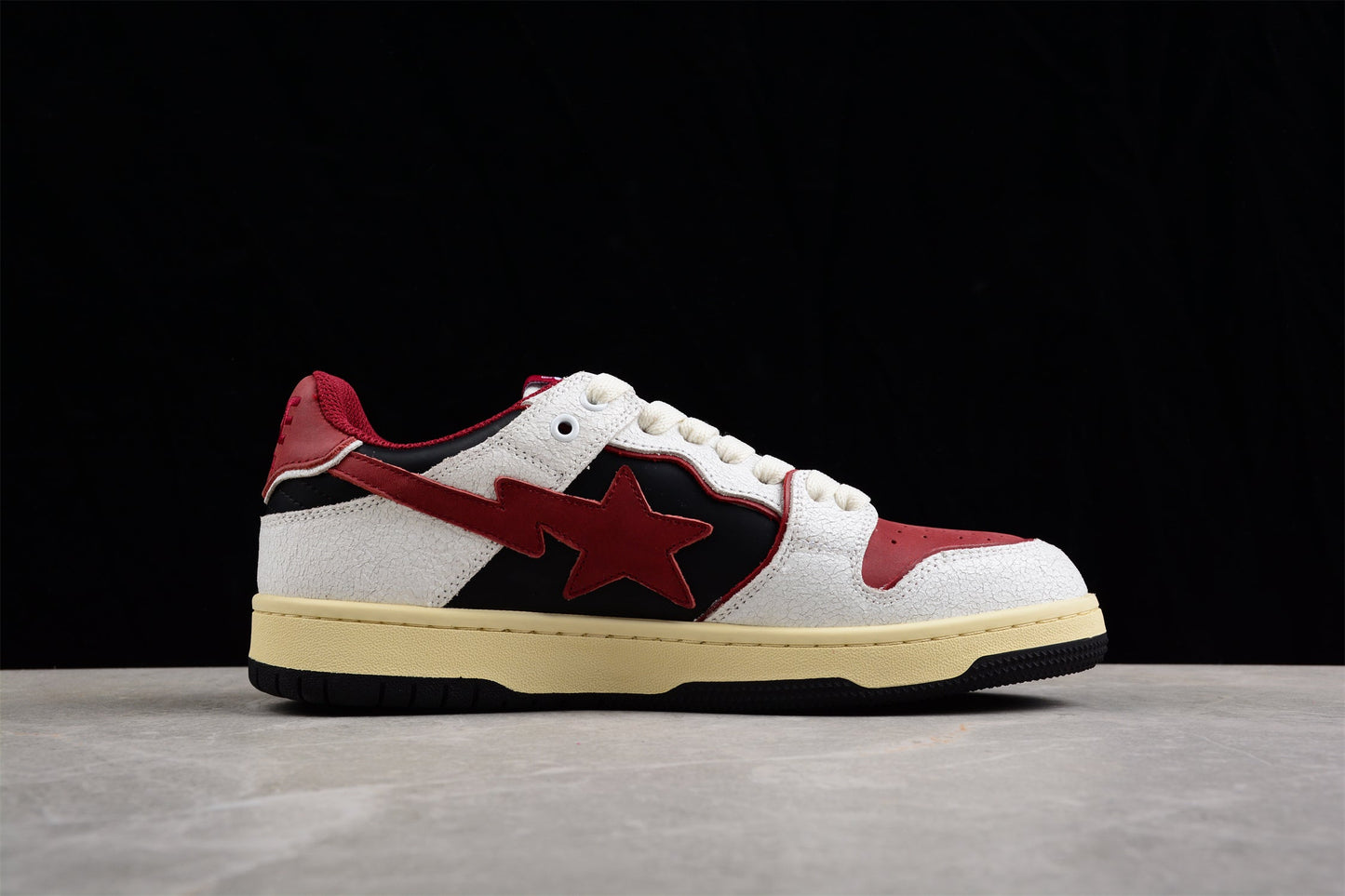 BAPE Sta Low Top Sneakers In Red, White, And - Black Unisex Streetwear Limited Edition - Introducing the BAPE STA Low Top Sneakers in Red, White, and Black C a dynamic