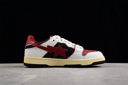 BAPE Sta Low Top Sneakers In Red, White, And - Black Unisex Streetwear Limited Edition - Introducing the BAPE STA Low Top Sneakers in Red, White, and Black C a dynamic