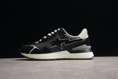 BAPE Sta Retro Runner And White Sneakers - Black Unisex Streetwear Limited Edition - **BAPE STA Retro Runner Black and White Sneakers** Step into timeless style with the BAPE