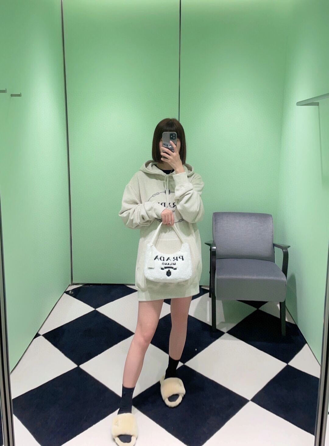 Prada Milano Grey Hoodie - logo - replica sneakers