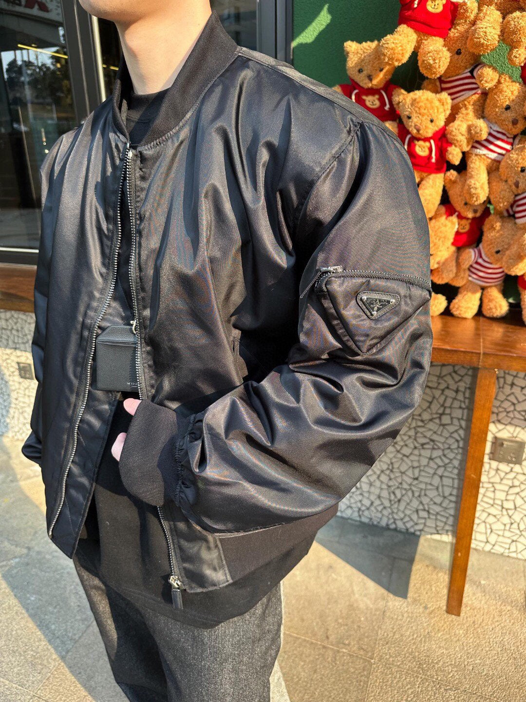 Prada Black Bomber Jacket - logo - replica sneakers