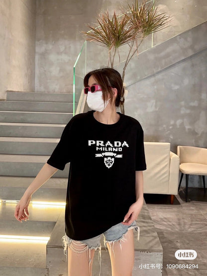 Prada Milano Black Emblem T-Shirt - logo - replica sneakers