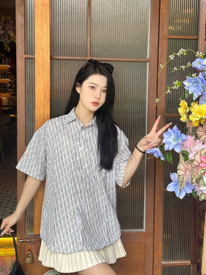 Camisa Dior con estampado de monograma (Gris)