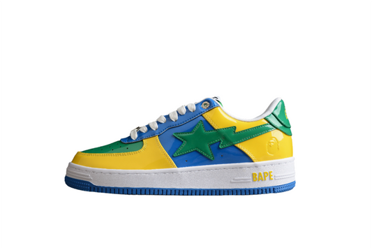 BAPE Sta Low-top Sneakers In Green, Blue, And Yellow Unisex Streetwear Limited Edition - **BAPE STA Low-Top Sneakers in Green, Blue, and Yellow** Introducing the BAPE STA Low-Top Sneakers