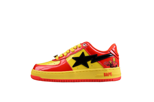 BAPE Sta Low-top Sneakers In And Yellow Iron Man Edition - Red Unisex Streetwear Limited Edition - **BAPE STA Low-Top Sneakers in Red and Yellow Iron Man Edition** Introducing the BAPE STA