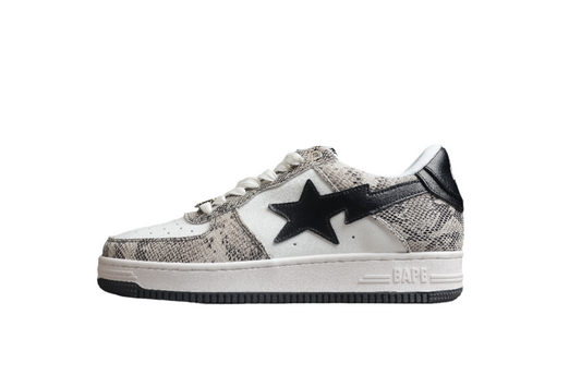 BAPE Sta Low-top Sneakers With Snakeskin Pattern - Black Unisex Streetwear Limited Edition - **BAPE STA Low-Top Sneakers with Snakeskin Pattern** Introducing the BAPE STA Low-Top Sneakers with Snakesk