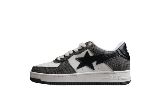 BAPE Sta Low-top Sneakers With Snakeskin Pattern - Black Unisex Streetwear Limited Edition - **BAPE STA Low-Top Sneakers with Black Snakeskin Pattern** Step up your sneaker game with the
