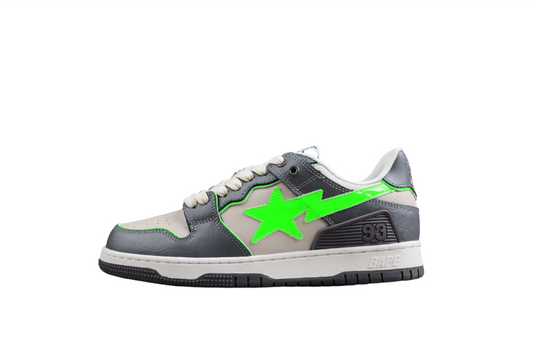 BAPE Sta Low-top Sneakers In Grey And Neon - Green Unisex Streetwear Limited Edition - **BAPE STA Low-Top Sneakers in Grey and Neon Green** Introducing the BAPE STA Low-Top Sneakers