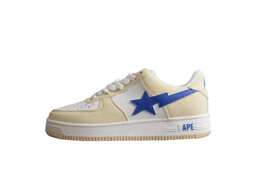 BAPE Sta Low-top Sneakers In Cream And - Blue Unisex Streetwear Limited Edition - **BAPE STA Low-Top Sneakers in Cream and Blue** Introducing the BAPE STA Low-Top Sneakers in