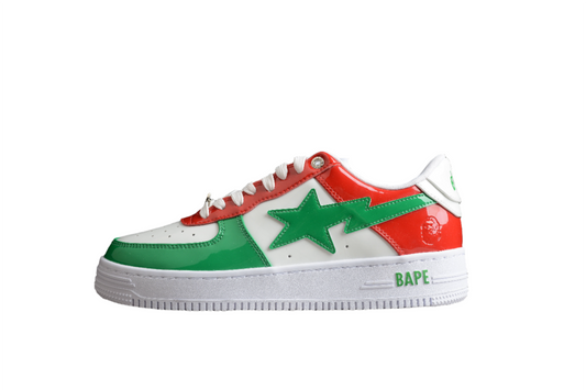 BAPE Sta Low-top Sneakers In Red, Green, And - White Unisex Streetwear Limited Edition - **BAPE STA Low-Top Sneakers in Red, Green, and White** Introducing the BAPE STA Low-Top Sneakers