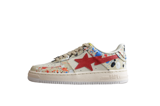 BAPE Sta Splatter Low-top Sneakers - Black Unisex Streetwear Limited Edition - **BAPE STA Splatter Low-Top Sneakers** Add a splash of vibrant creativity to your sneaker collection