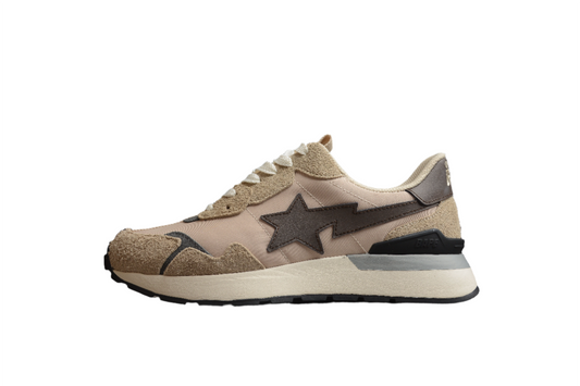 BAPE Sta Retro Runner Beige And Sneakers - Brown Unisex Streetwear Limited Edition - **BAPE STA Retro Runner Beige and Brown Sneakers** Introducing the BAPE STA Retro Runner Beige