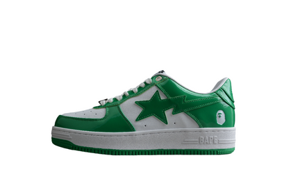BAPE Sta Low-top Green And Sneakers - White Unisex Streetwear Limited Edition - **BAPE STA Low-Top Green and White Sneakers** Add a vibrant touch to your sneaker collection