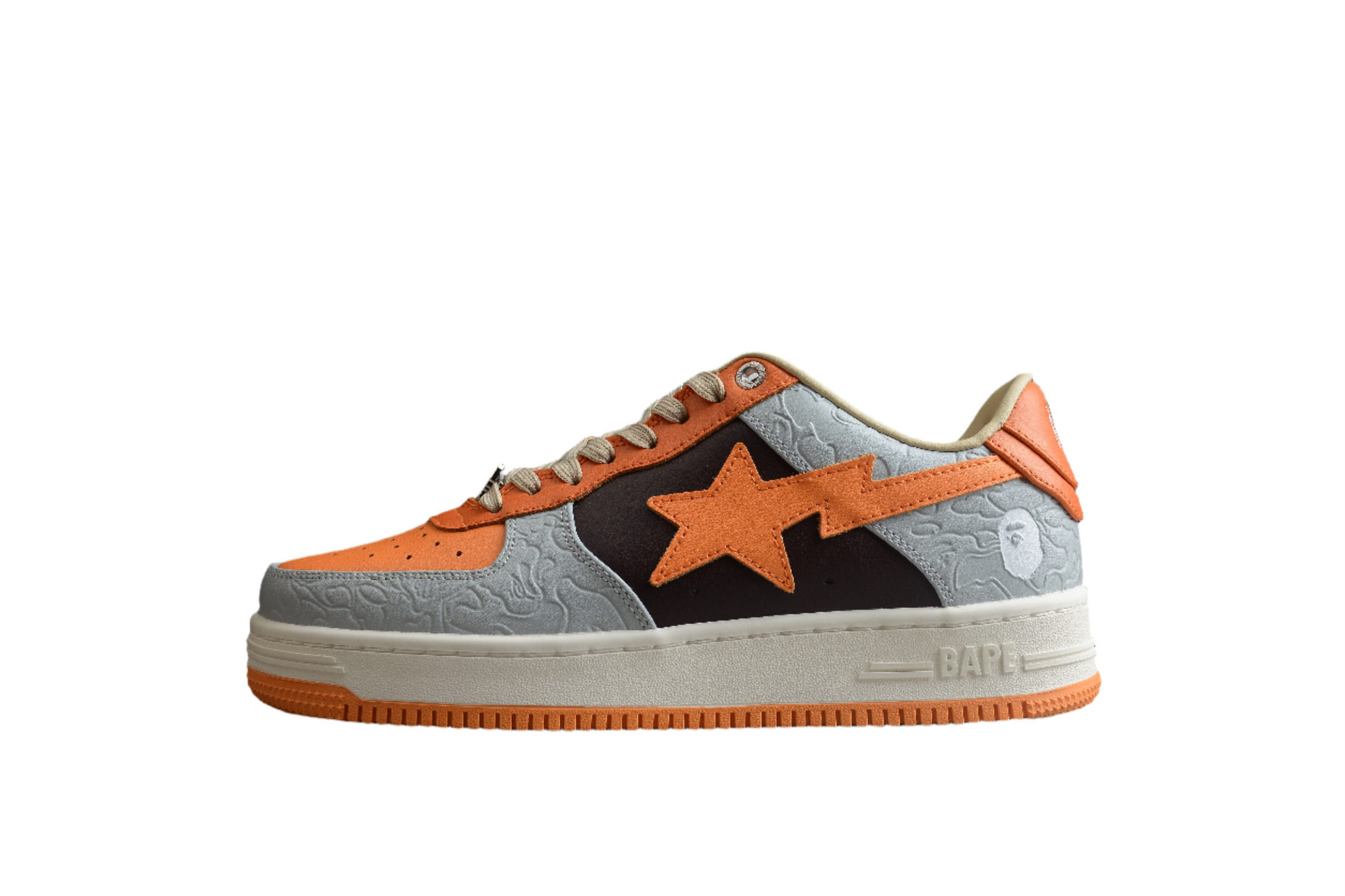BAPE Sta Low-top And Grey Sneakers - Orange Unisex Streetwear Limited Edition - **BAPE STA Low-Top Orange and Grey Sneakers** Step into bold style with the BAPE STA