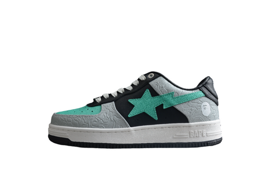 BAPE Sta Low-top Aqua And Sneakers - Grey Unisex Streetwear Limited Edition - **BAPE STA Low-Top Aqua and Grey Sneakers** Unleash your style potential with the BAPE STA