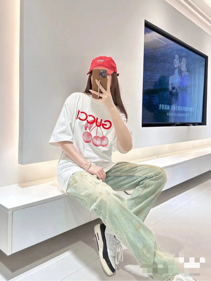 Camiseta Gucci con estampado de cerezas (blanca)