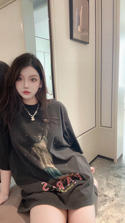 Camiseta Balenciaga Paris Estatua de la Libertad (Negra)