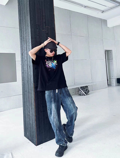 Camiseta gráfica Dior Color Splash - Negra
