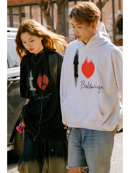 Sudadera blanca Balenciaga con estampado 'I Love'