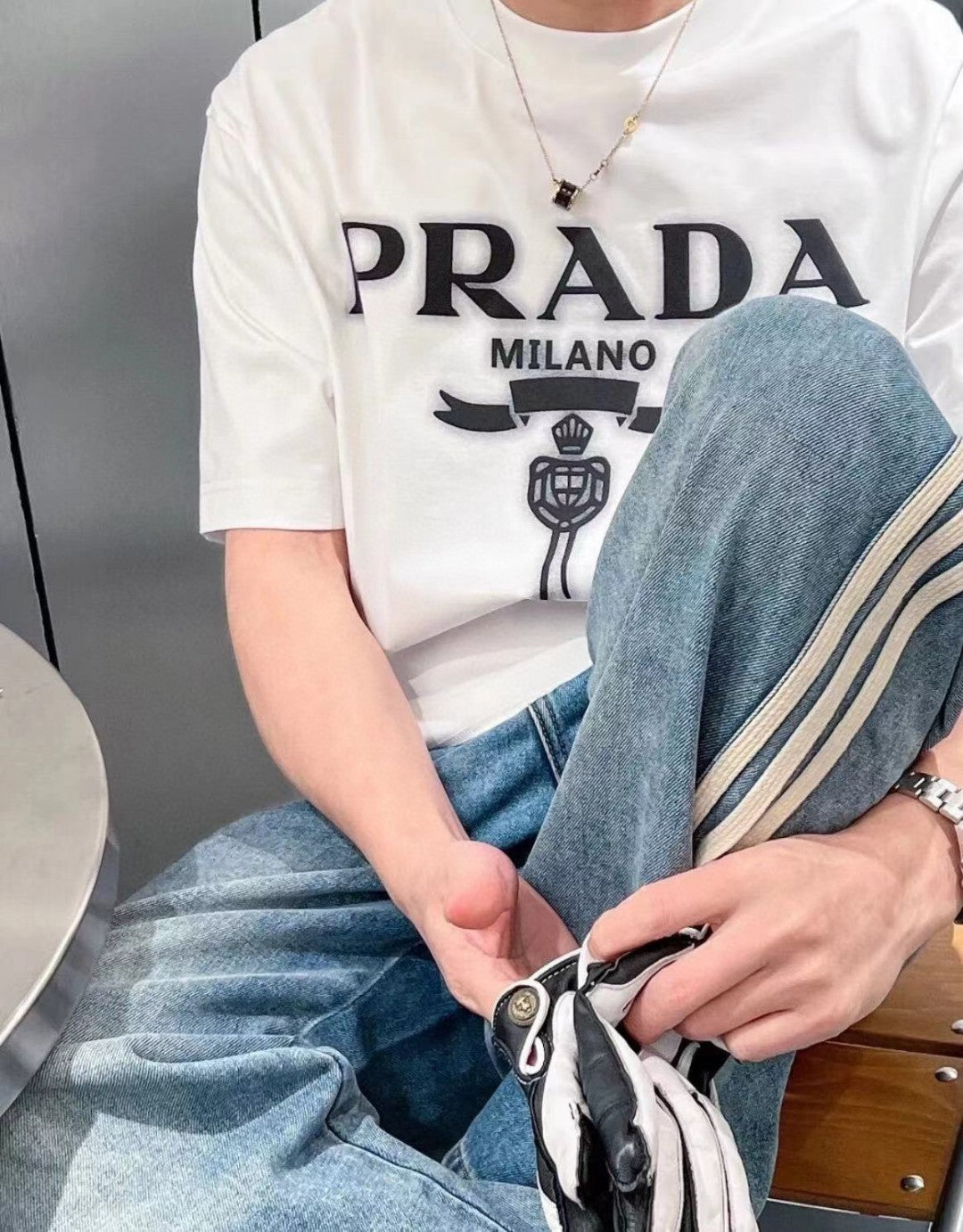 Prada Milano White Emblem T-Shirt - logo - replica sneakers