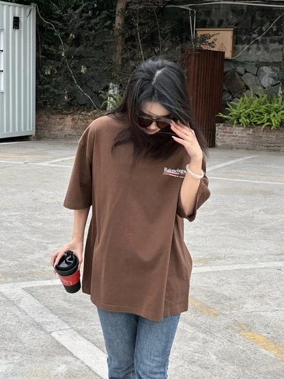 Camiseta de campaña política de Balenciaga (marrón)