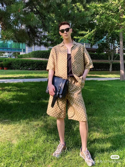 Camisa Gucci GG Monogram Beige de manga corta